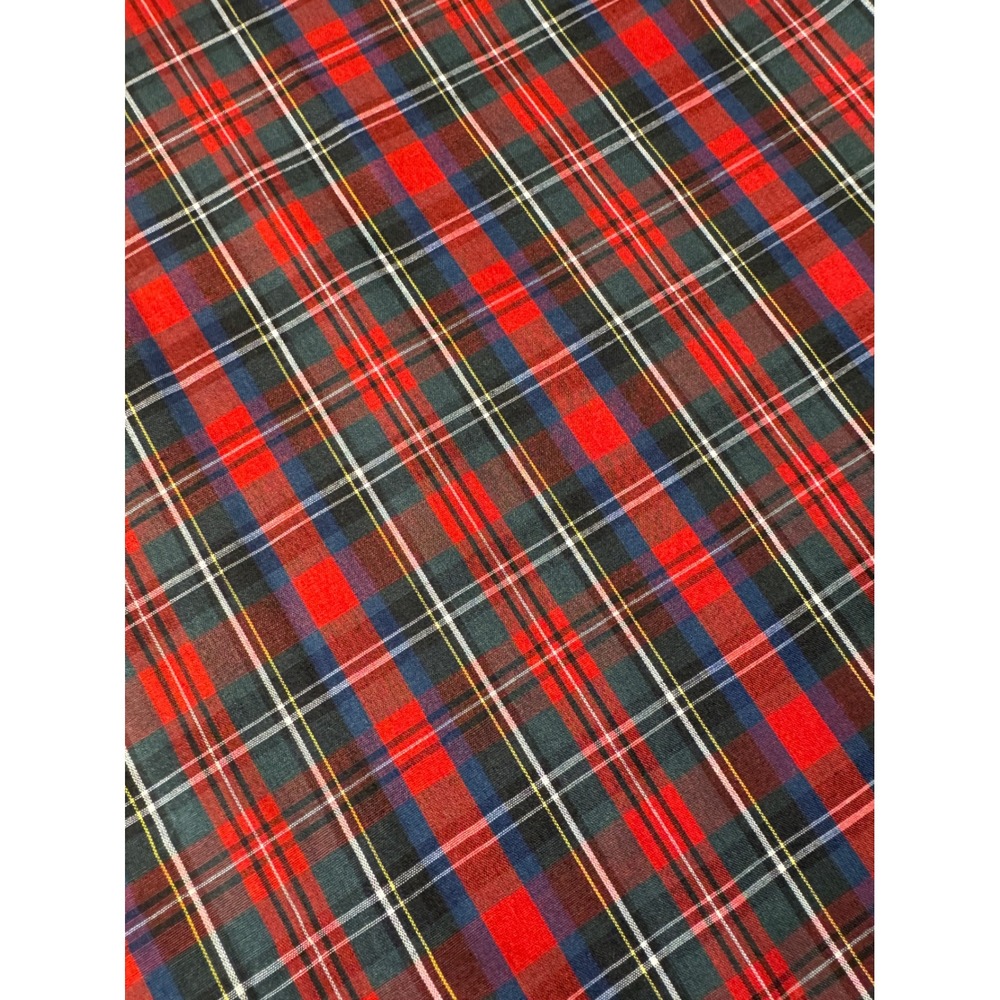 Plaid Fabric Material 2.77 Yards Red Black White Tartan Woven Sewing Crafting
